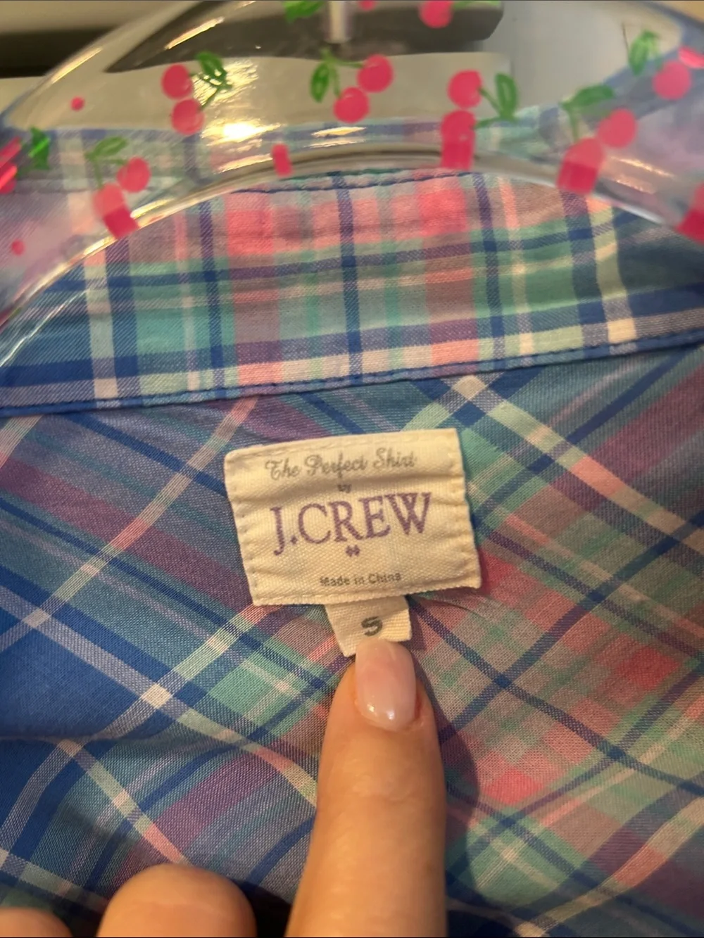 J. Crew Blue and Pink Madras Plaid Cotton Button up Shirt